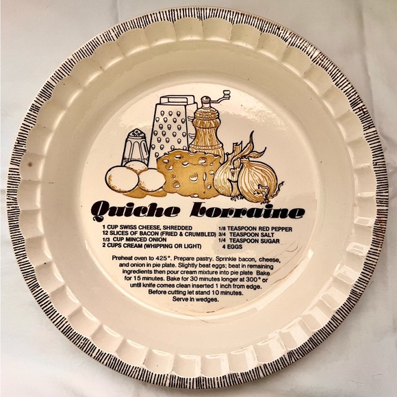 Quiche Lorraine Dish Country Harvest 11” with Recipe on it - Preowned - Picture 1 of 8
